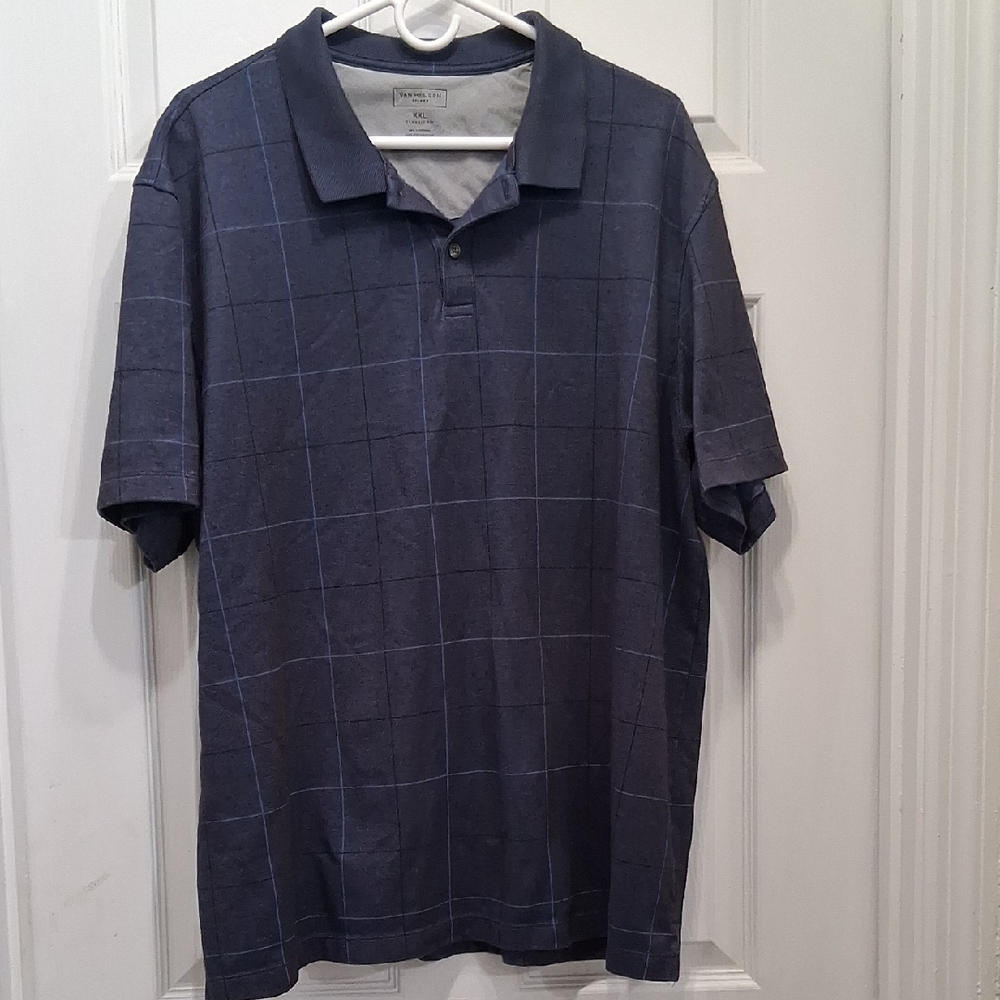 Van Heusen Navy Checkered Polo Shirt